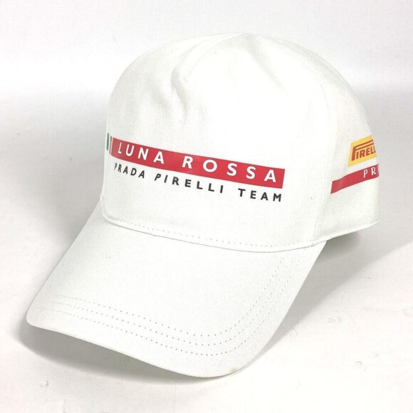 Auth PRADA Logo LunaRosa Luna Rossa hat cap baseball cap cotton White